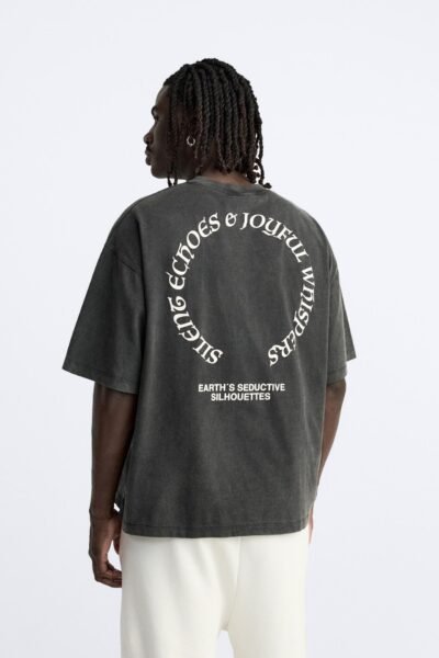 FADED T-SHIRT WITH SLOGANS - Image 2