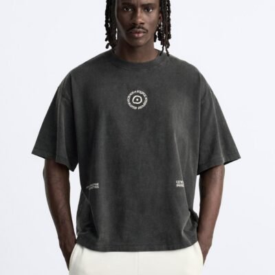 FADED T-SHIRT WITH SLOGANS